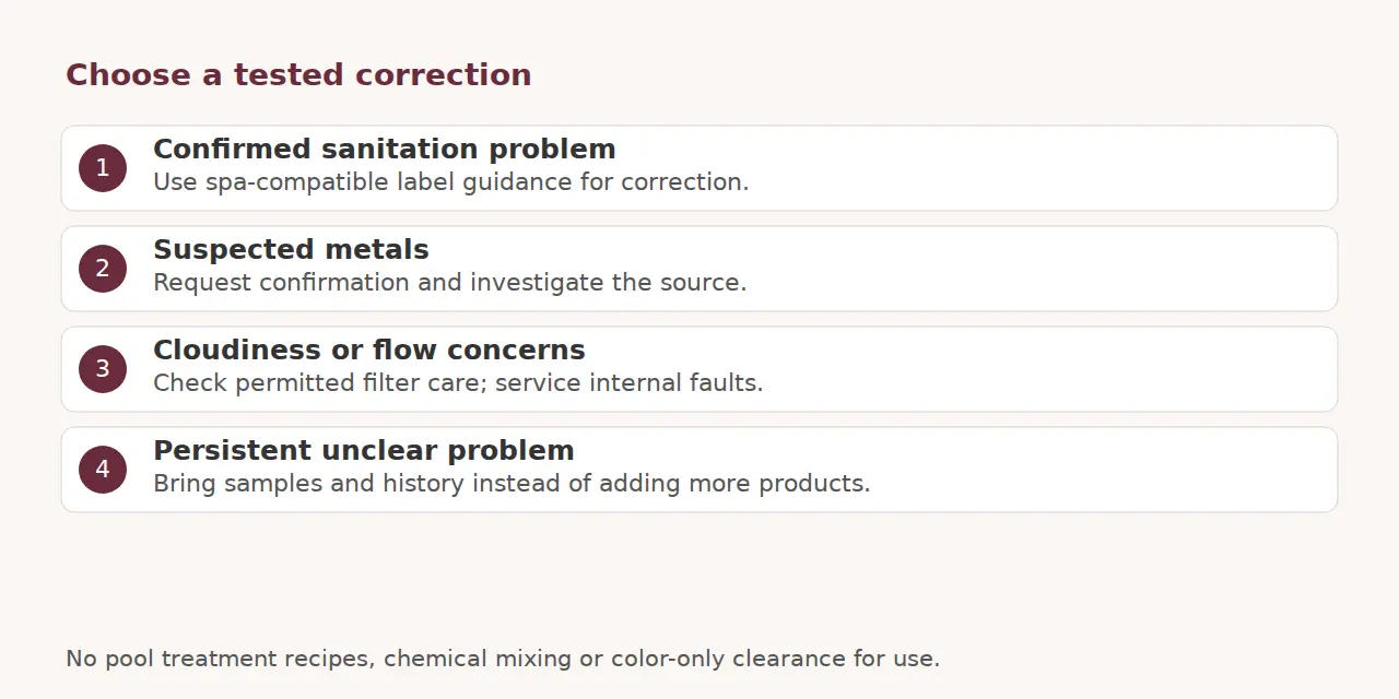 Guide to confirmed sanitation problems, suspected metals, flow concerns, and unclear recurring problems.