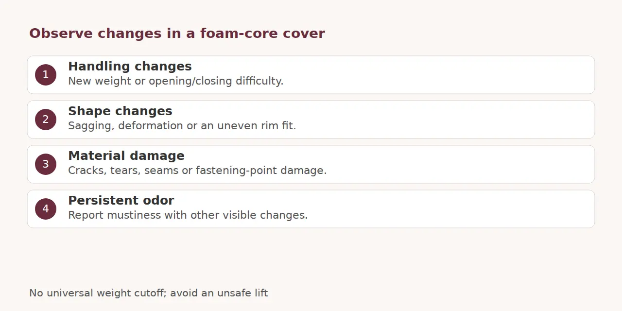 Four condition changes to report: handling, shape, material damage and persistent odor.